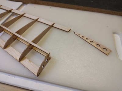 Be careful when cutting window to fit dihedral brace.